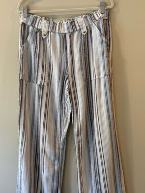 SO Wide Leg Striped Pants in White and Black